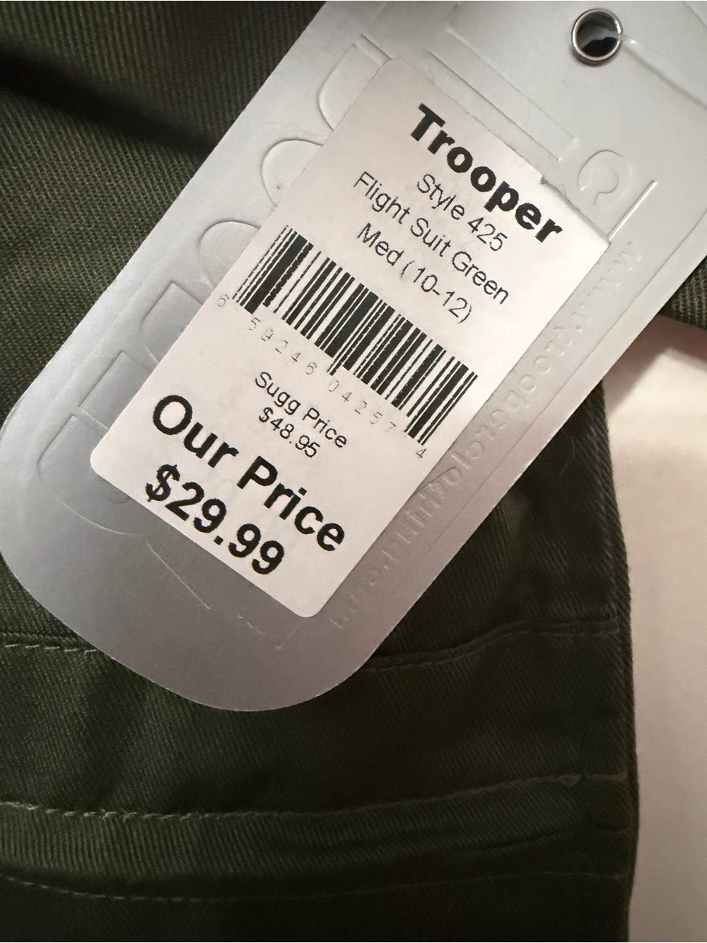 Trooper Kids Olive Green Flight-Style One-Piece - Picture 2 of 2